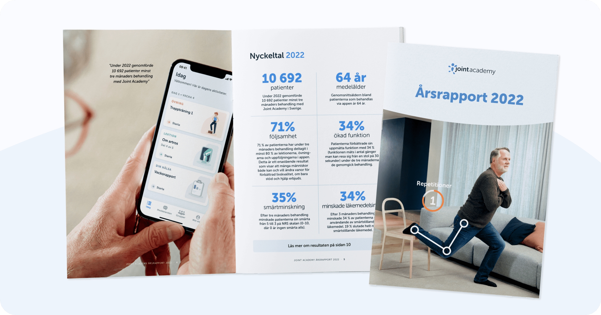 Vi publicerar vår årsrapport för 2022. Där kan du läsa om artrosvården i Sverige och se resultaten från Joint Academys digitala behandling.